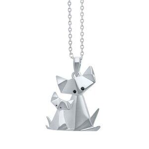Sterling Silver Oragami Cat Necklace